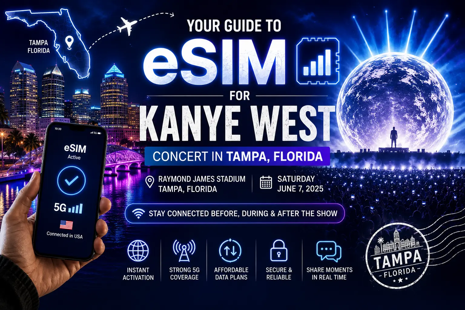 kanye west tampa florida concert esim guide